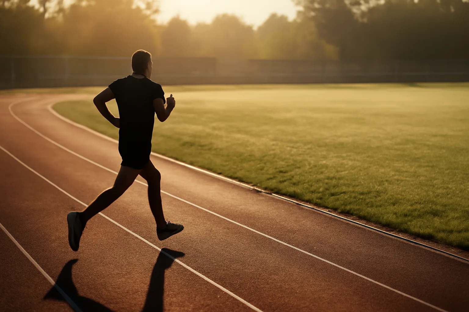 Runner on a track at dawn illustrating MOTS-c versus exercise comparison