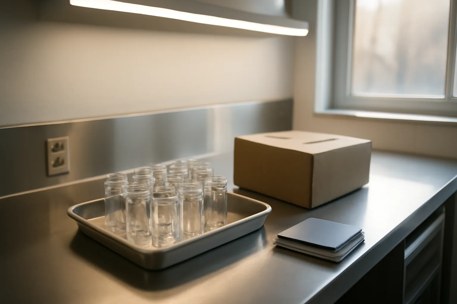 Compounding pharmacy bench with vials and scale, illustrating MOTS-c legal status
